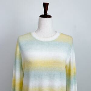 Ann Taylor LOFT Yellow Ombre Knit Crewneck Sweater